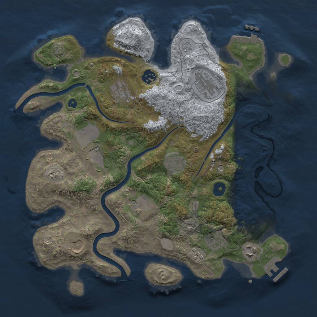 Rust Map: Procedural Map, Size: 3500, Seed: 971858535, 16 Monuments