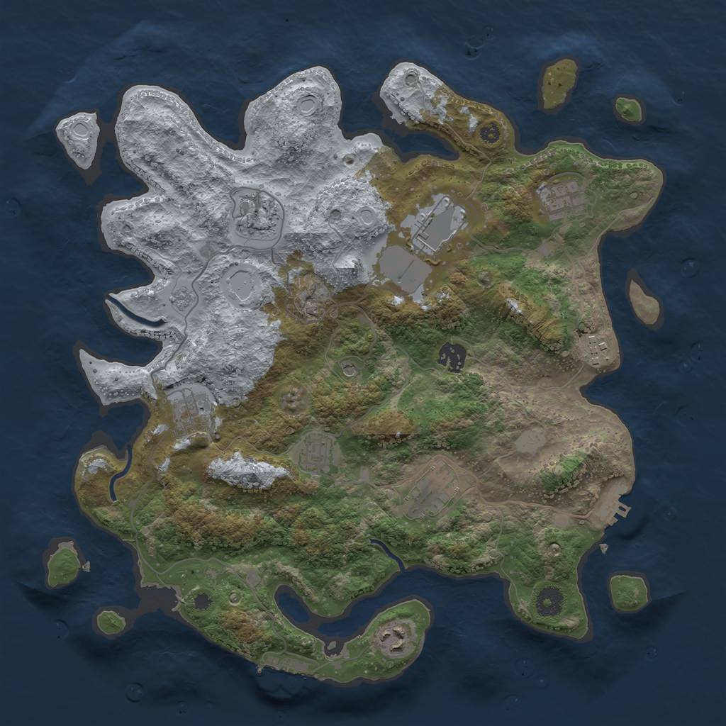 Rust Map: Procedural Map, Size: 3750, Seed: 122212032, 16 Monuments