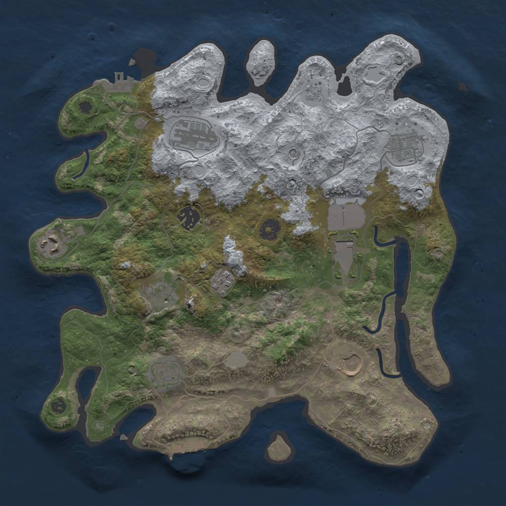 Rust Map: Procedural Map, Size: 3500, Seed: 1383256733, 16 Monuments