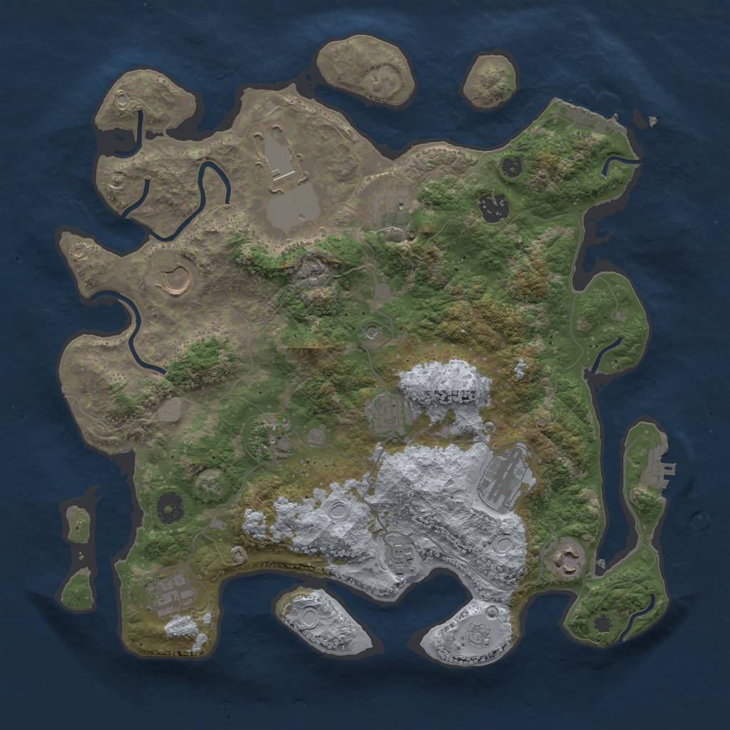 Rust Map: Procedural Map, Size: 3700, Seed: 1466576428, 17 Monuments