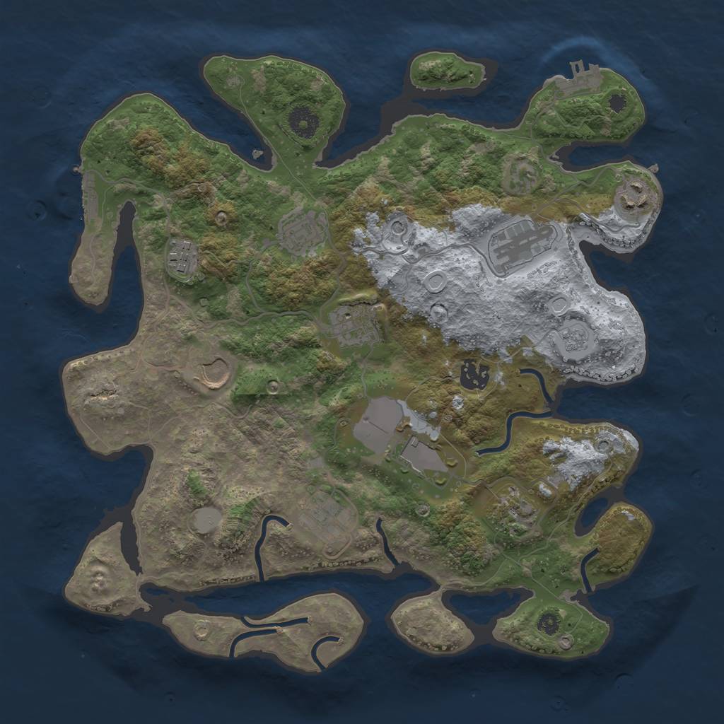 Rust Map: Procedural Map, Size: 3500, Seed: 1107164774, 17 Monuments
