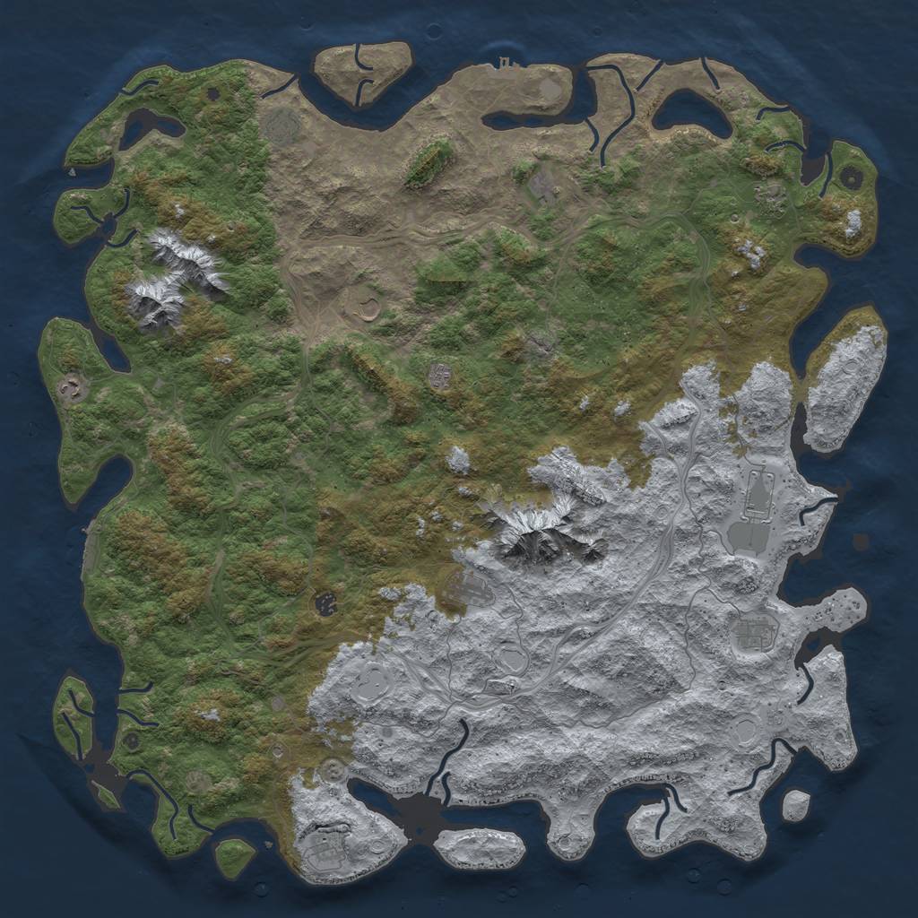 Rust Map: Procedural Map, Size: 6000, Seed: 5551337, 18 Monuments