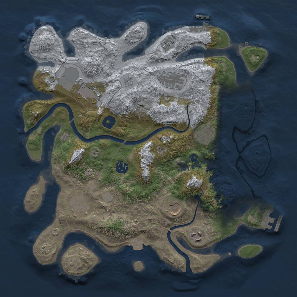 Rust Map: Procedural Map, Size: 3500, Seed: 19305459, 14 Monuments