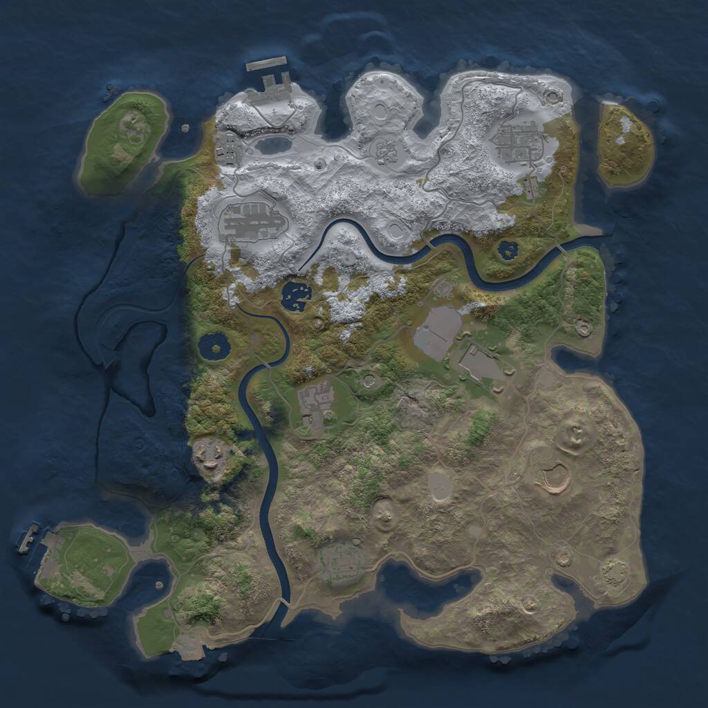 Rust Map: Procedural Map, Size: 3500, Seed: 695366344, 15 Monuments