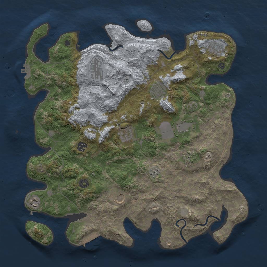 Rust Map: Procedural Map, Size: 4000, Seed: 895254, 17 Monuments