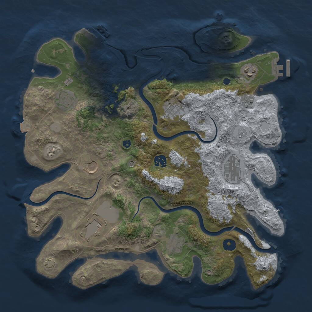 Rust Map: Procedural Map, Size: 3700, Seed: 2062449827, 15 Monuments