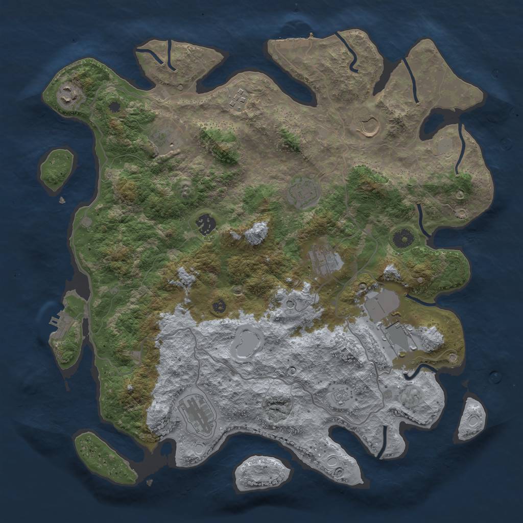 Rust Map: Procedural Map, Size: 4000, Seed: 950301187, 16 Monuments