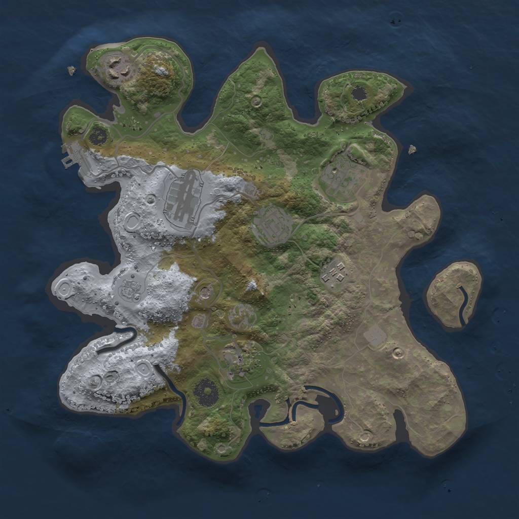 Rust Map: Procedural Map, Size: 3000, Seed: 1187778632, 12 Monuments