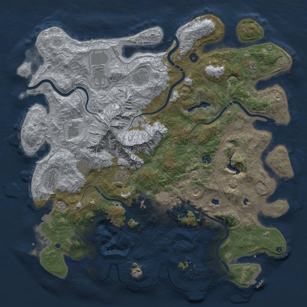 Rust Map: Procedural Map, Size: 5000, Seed: 1117894348, 17 Monuments