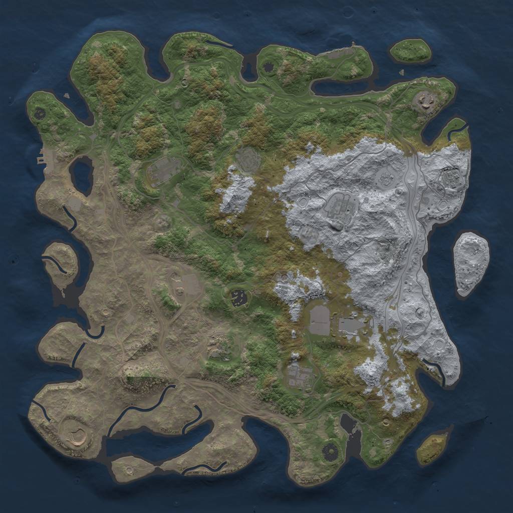 Rust Map: Procedural Map, Size: 4500, Seed: 829017606, 18 Monuments
