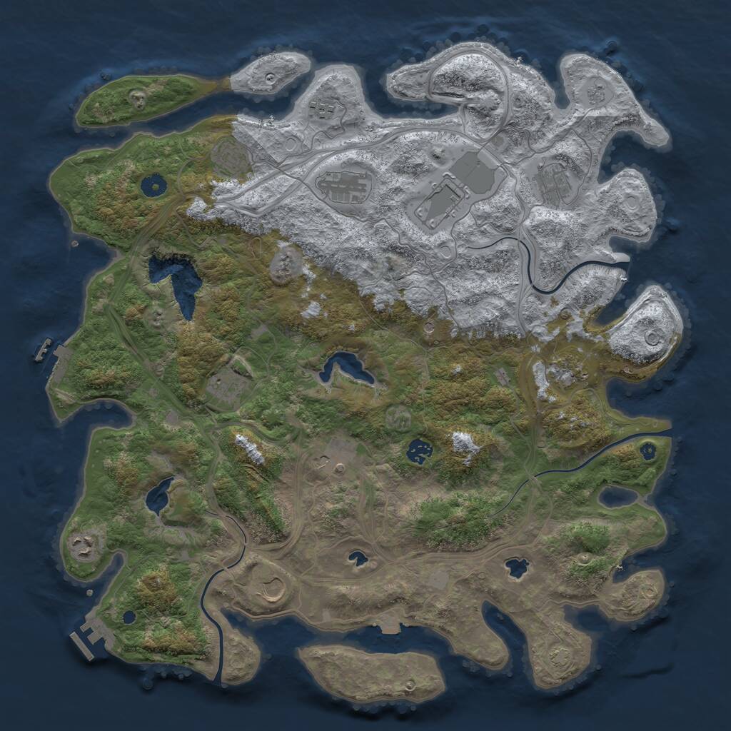 Rust Map: Procedural Map, Size: 4500, Seed: 1840569908, 17 Monuments