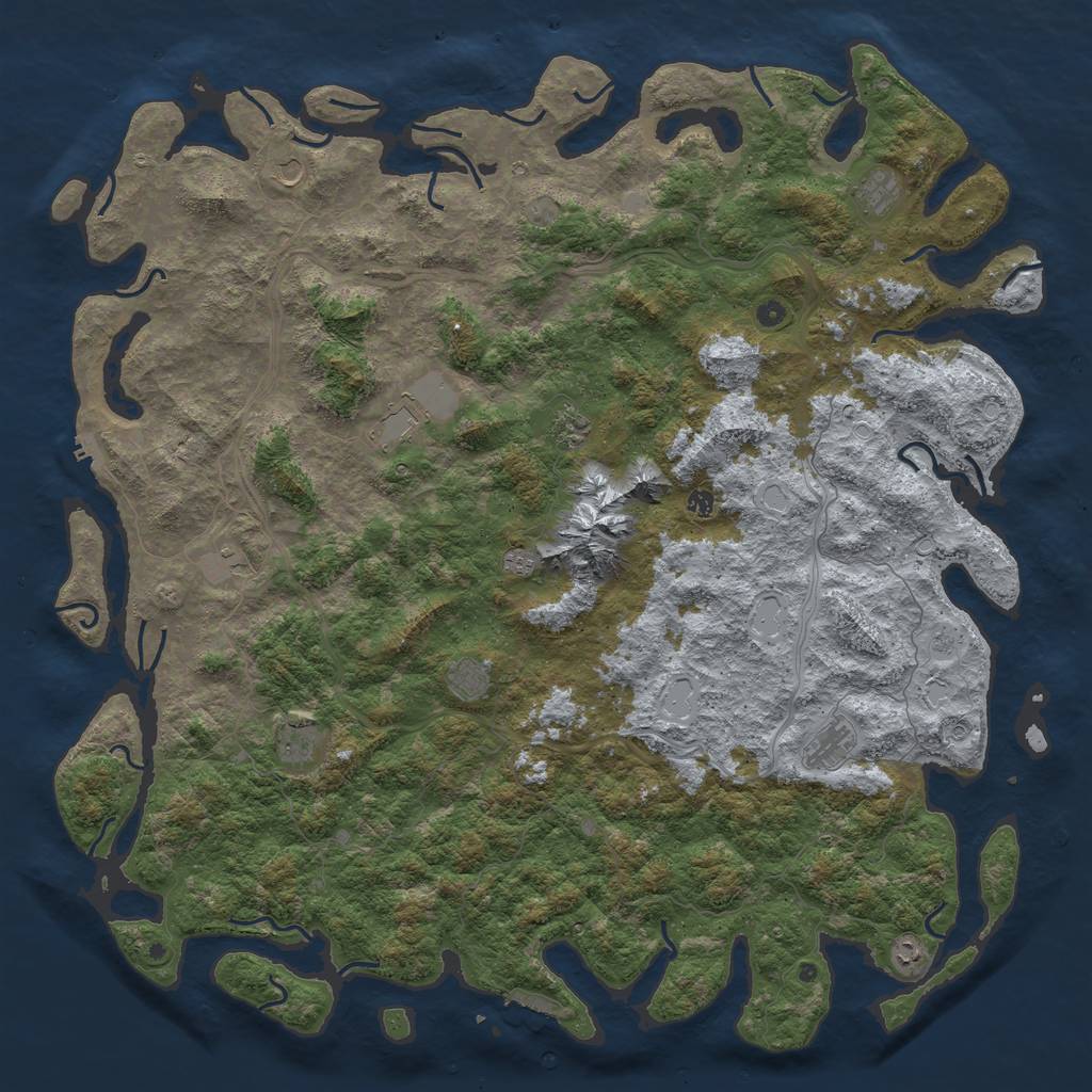 Rust Map: Procedural Map, Size: 6000, Seed: 177268339, 18 Monuments