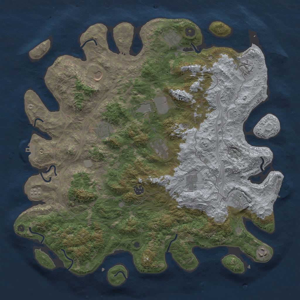 Rust Map: Procedural Map, Size: 4500, Seed: 474180677, 18 Monuments
