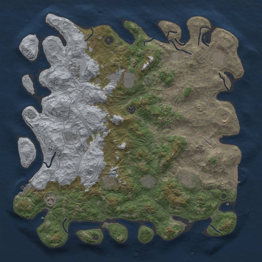 Rust Map: Procedural Map, Size: 4500, Seed: 1013258421, 18 Monuments