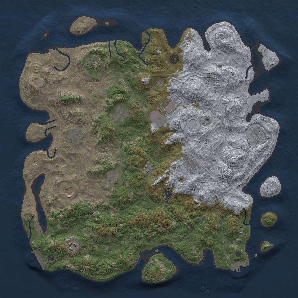 Rust Map: Procedural Map, Size: 4500, Seed: 1023508782, 18 Monuments