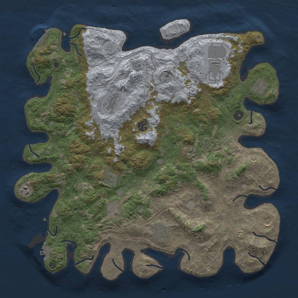 Rust Map: Procedural Map, Size: 4500, Seed: 8310478, 18 Monuments
