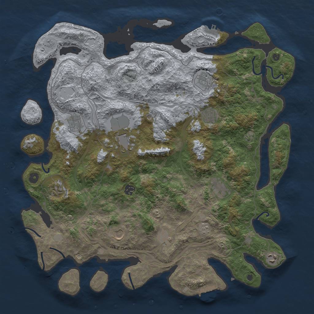 Rust Map: Procedural Map, Size: 4500, Seed: 167712, 18 Monuments