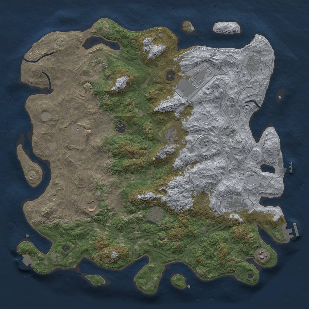 Rust Map: Procedural Map, Size: 4500, Seed: 2071501973, 17 Monuments