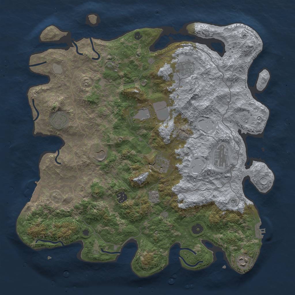Rust Map: Procedural Map, Size: 4050, Seed: 1379728074, 17 Monuments