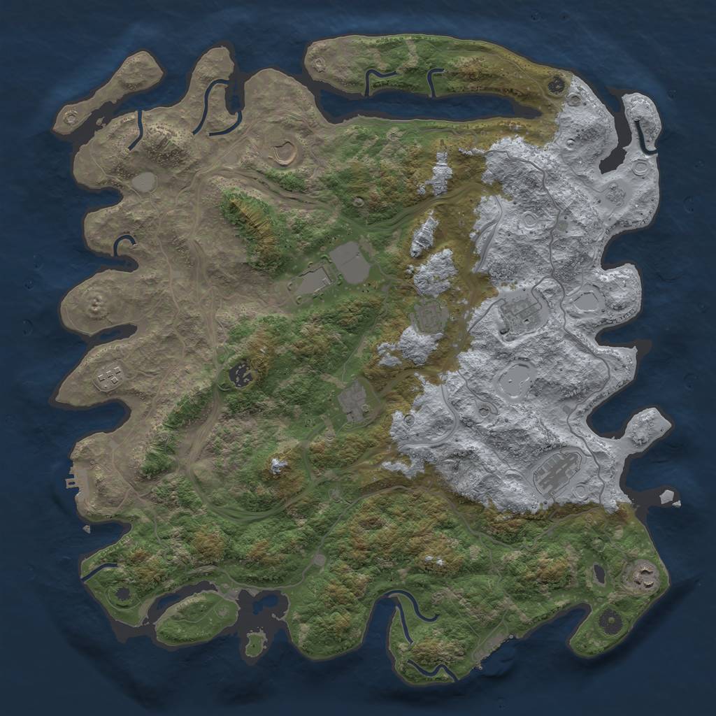 Rust Map: Procedural Map, Size: 4500, Seed: 1073588938, 16 Monuments