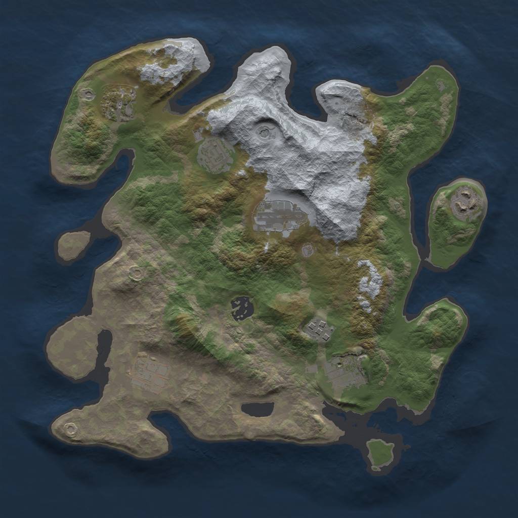 Rust Map: Barren, Size: 3250, Seed: 19553610, 11 Monuments