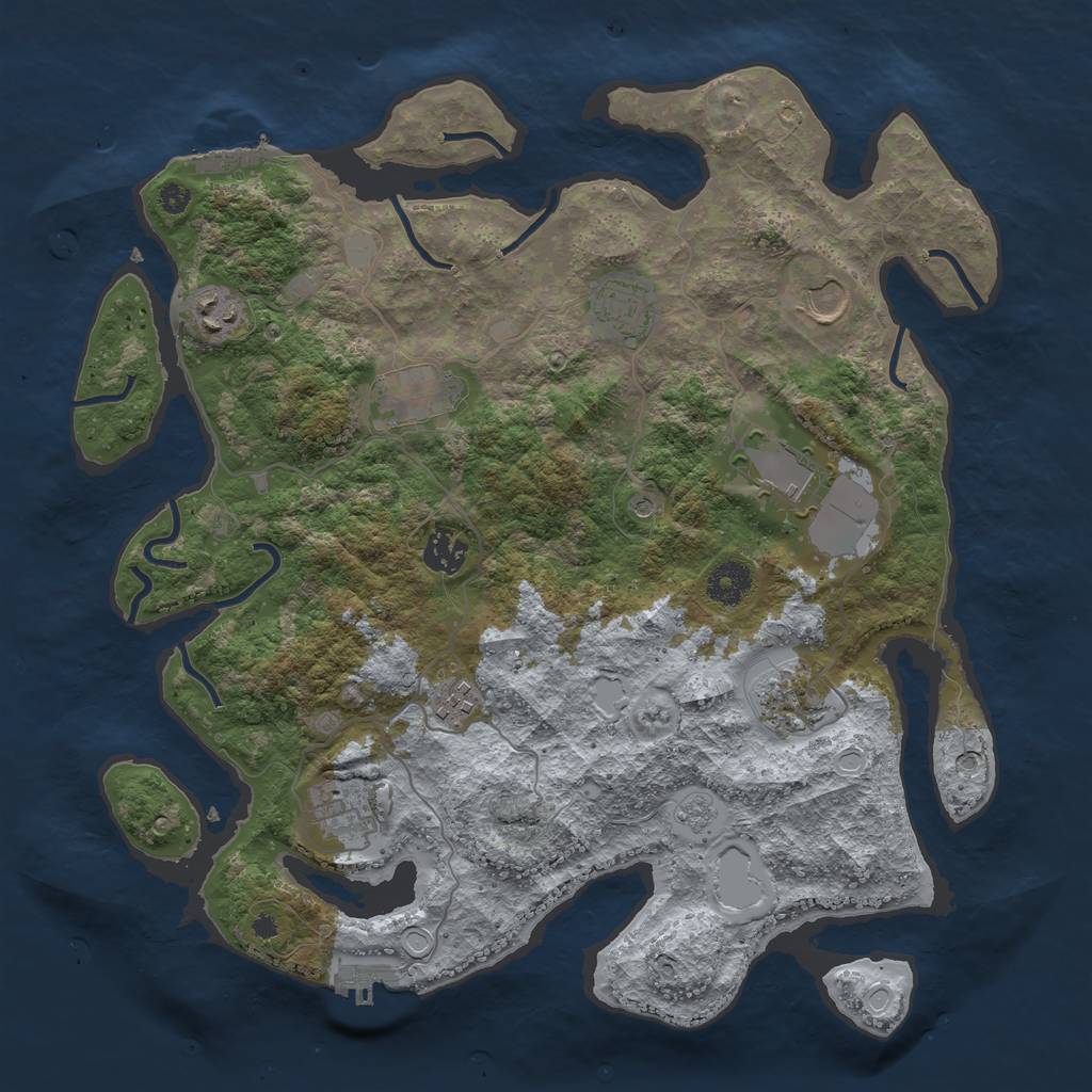 Rust Map: Procedural Map, Size: 3720, Seed: 7849013, 16 Monuments