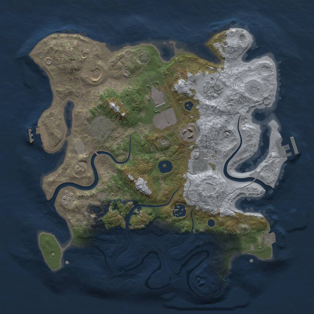 Rust Map: Procedural Map, Size: 3500, Seed: 1728567770, 14 Monuments