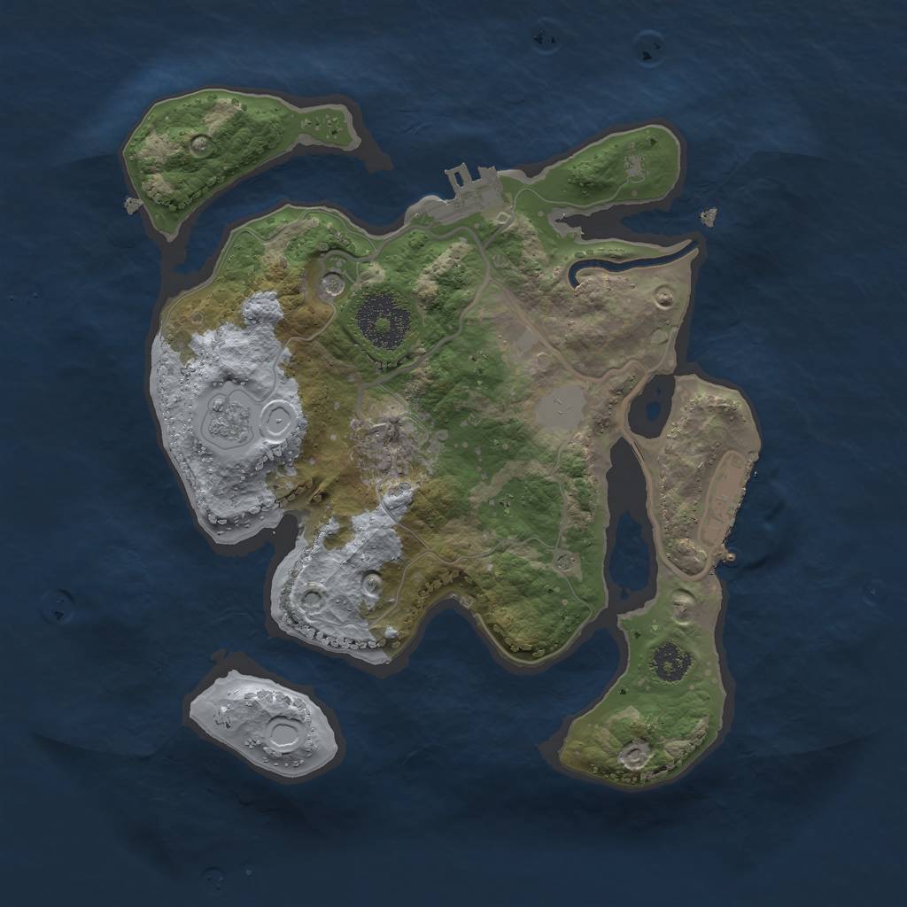 Rust Map: Procedural Map, Size: 2500, Seed: 5345435, 7 Monuments