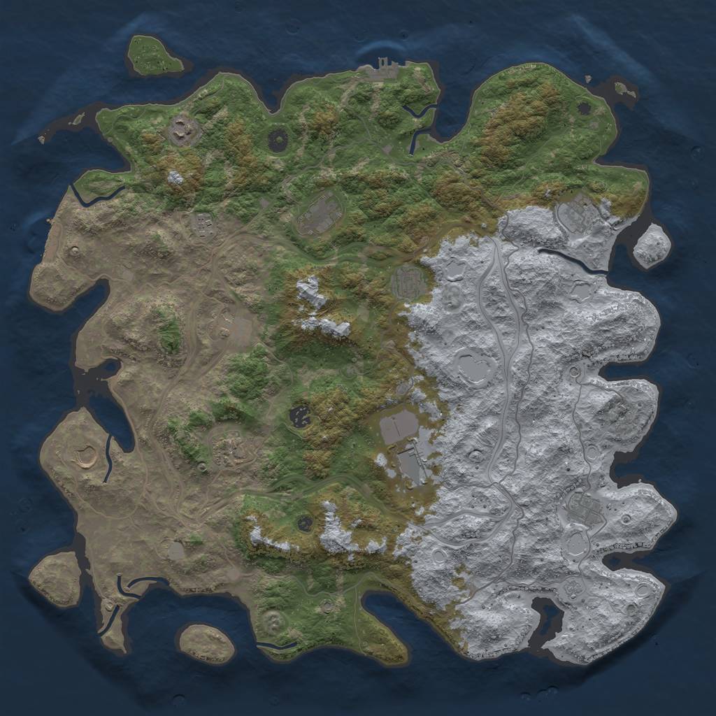 Rust Map: Procedural Map, Size: 4800, Seed: 453453453, 18 Monuments