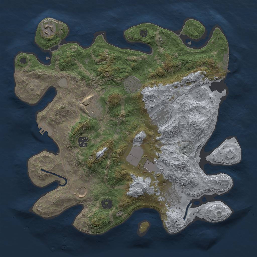 Rust Map: Procedural Map, Size: 3500, Seed: 1504812072, 14 Monuments