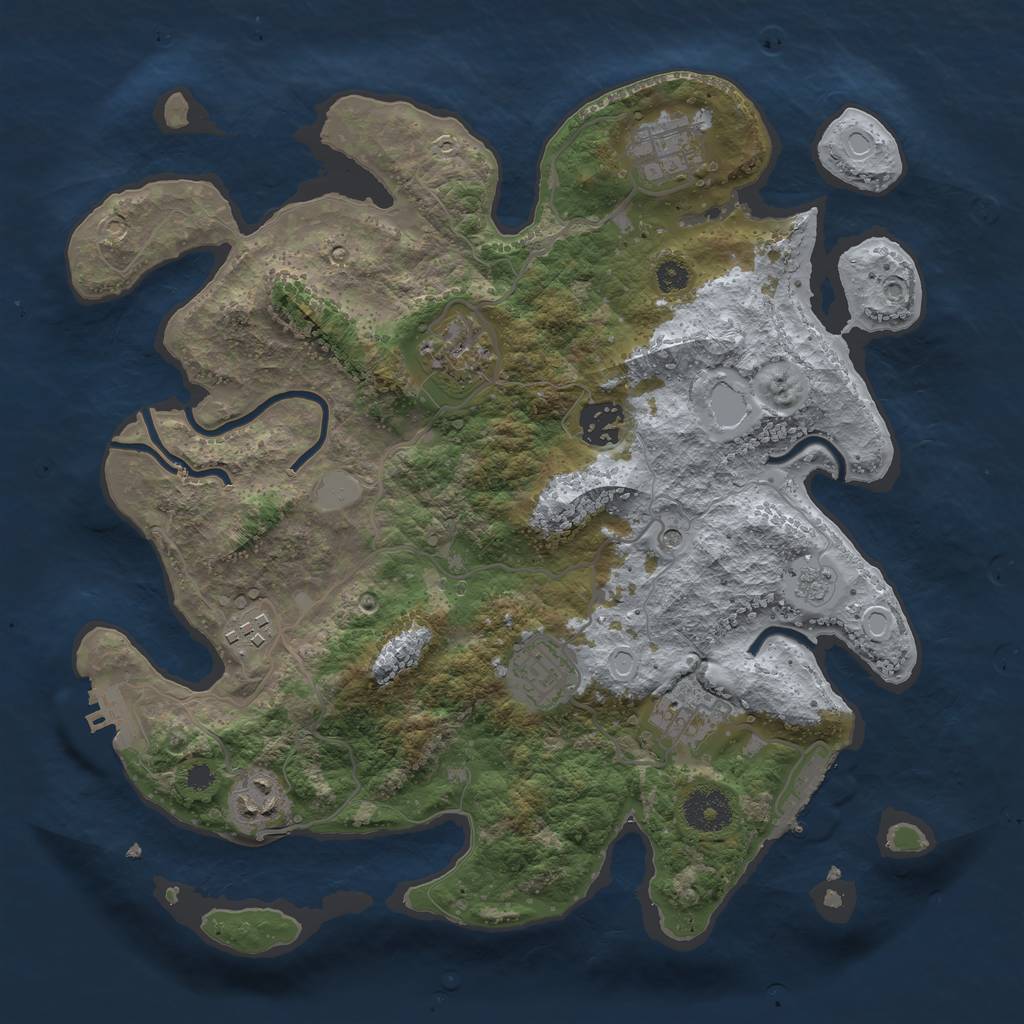Rust Map: Procedural Map, Size: 3350, Seed: 5236897, 14 Monuments