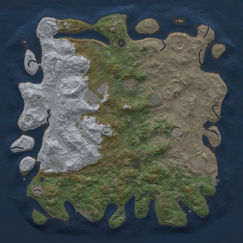 Rust Map: Procedural Map, Size: 4500, Seed: 1926384754, 17 Monuments
