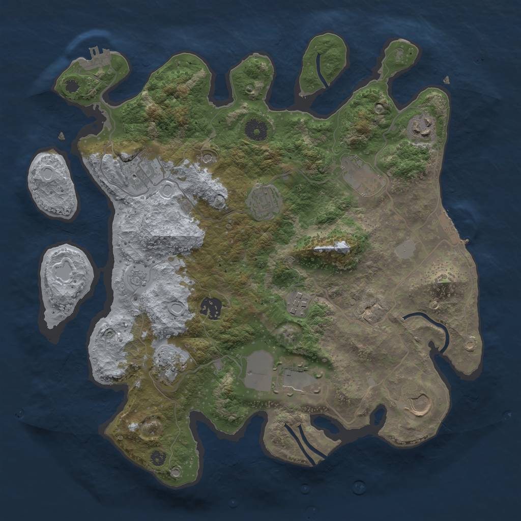 Rust Map: Procedural Map, Size: 3500, Seed: 120825, 16 Monuments