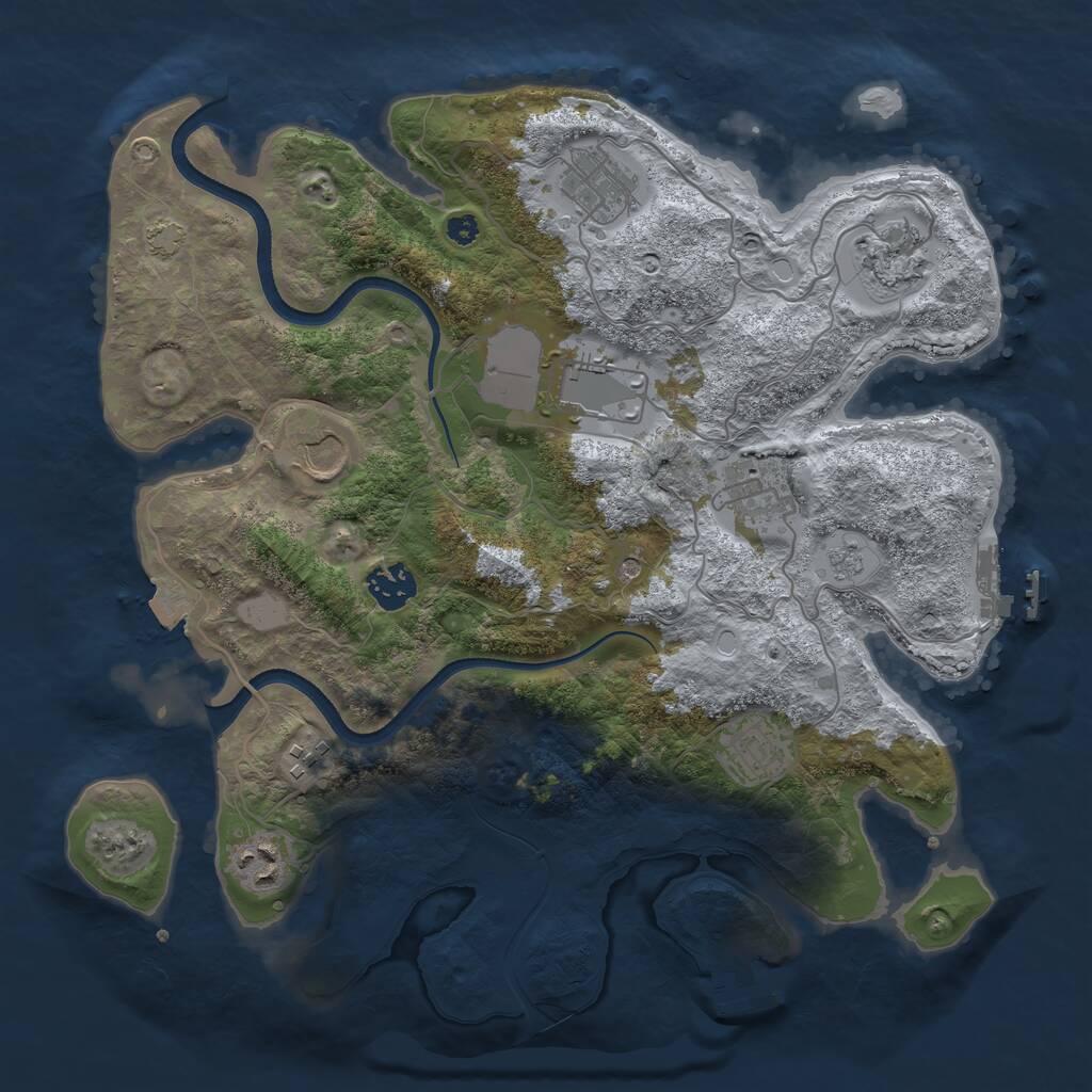 Rust Map: Procedural Map, Size: 3500, Seed: 588430567, 15 Monuments