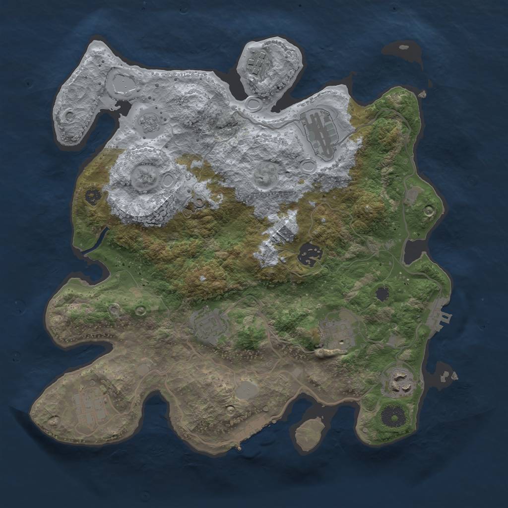 Rust Map: Procedural Map, Size: 3250, Seed: 86174624, 13 Monuments