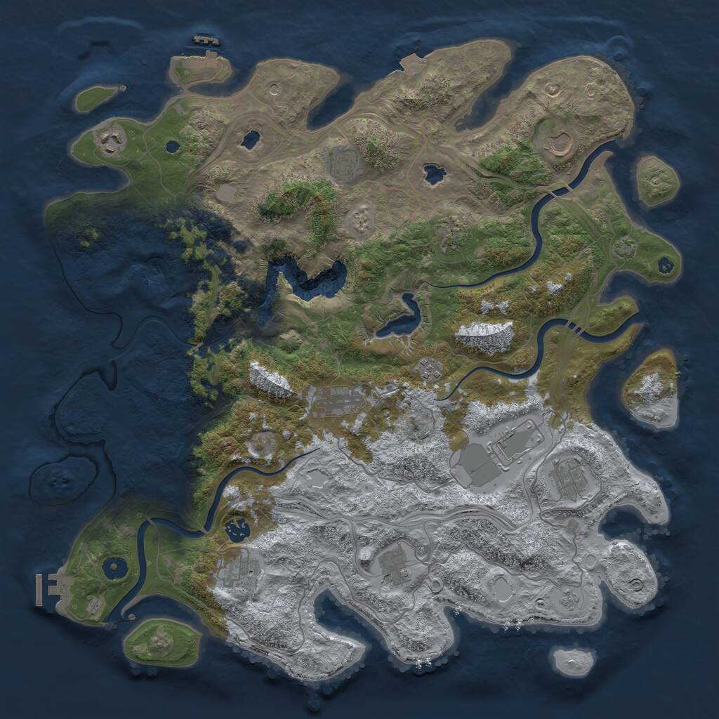 Rust Map: Procedural Map, Size: 4500, Seed: 1385920460, 17 Monuments