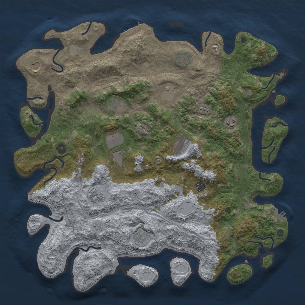 Rust Map: Procedural Map, Size: 4500, Seed: 2075784933, 18 Monuments