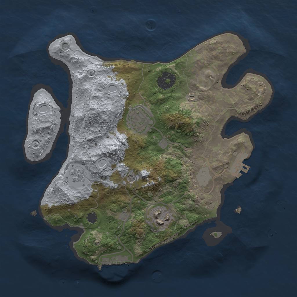 Rust Map: Procedural Map, Size: 2500, Seed: 252470, 9 Monuments