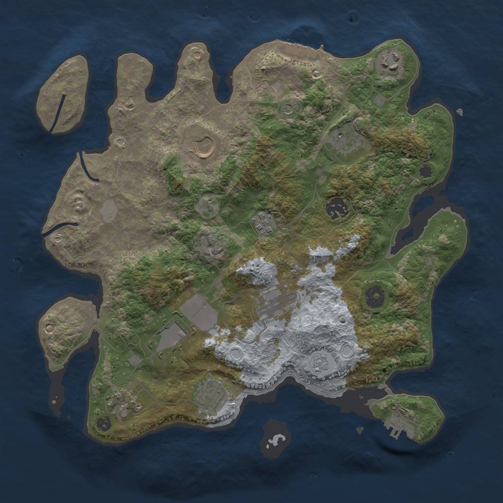 Rust Map: Procedural Map, Size: 3500, Seed: 5464654, 16 Monuments