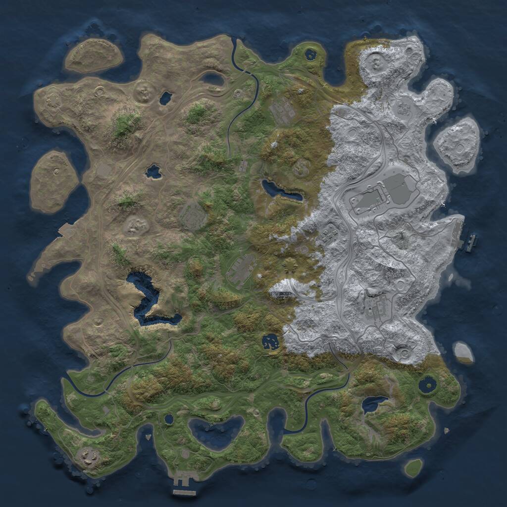 Rust Map: Procedural Map, Size: 4500, Seed: 494483575, 14 Monuments