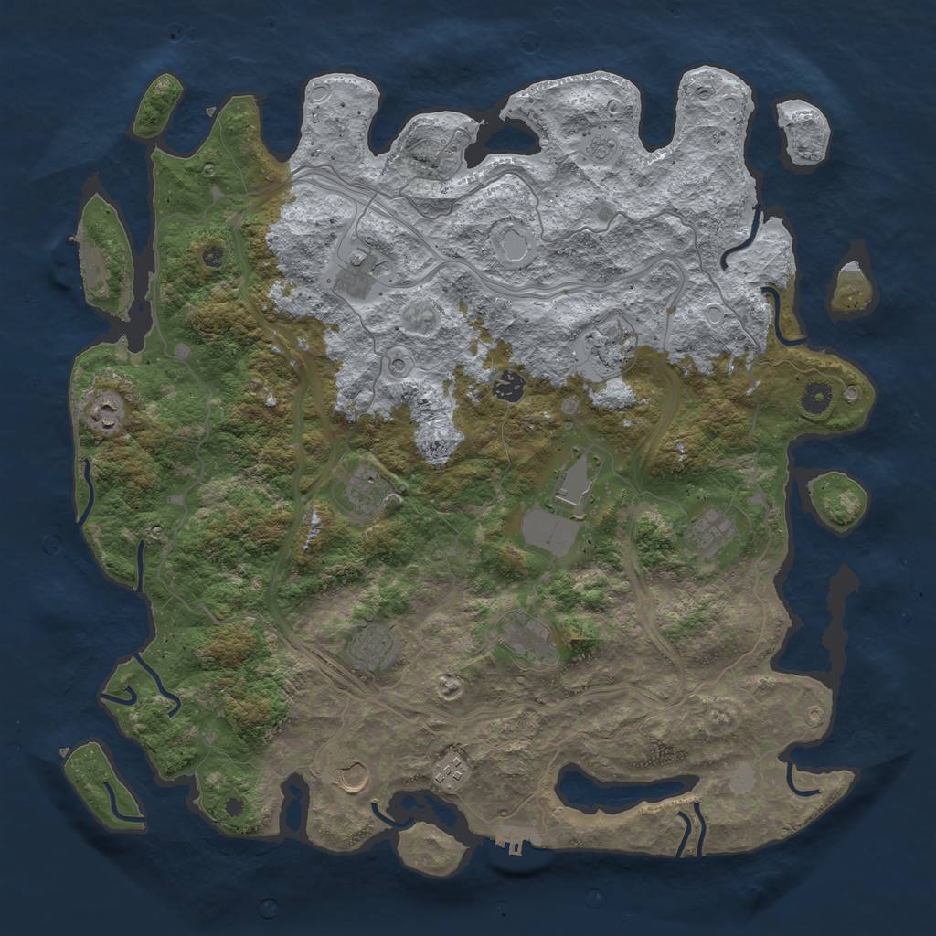 Rust Map: Procedural Map, Size: 4500, Seed: 1395869823, 18 Monuments