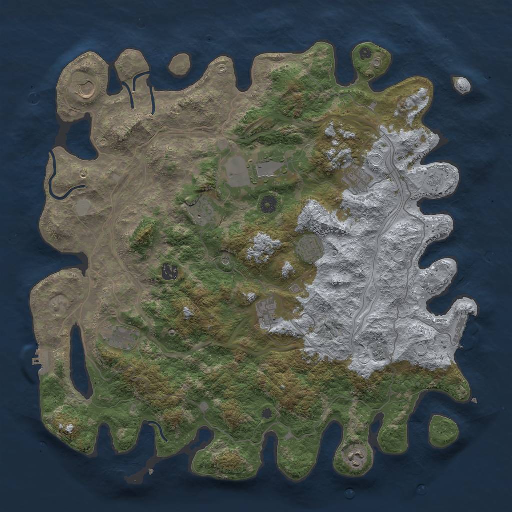 Rust Map: Procedural Map, Size: 4400, Seed: 5555, 17 Monuments