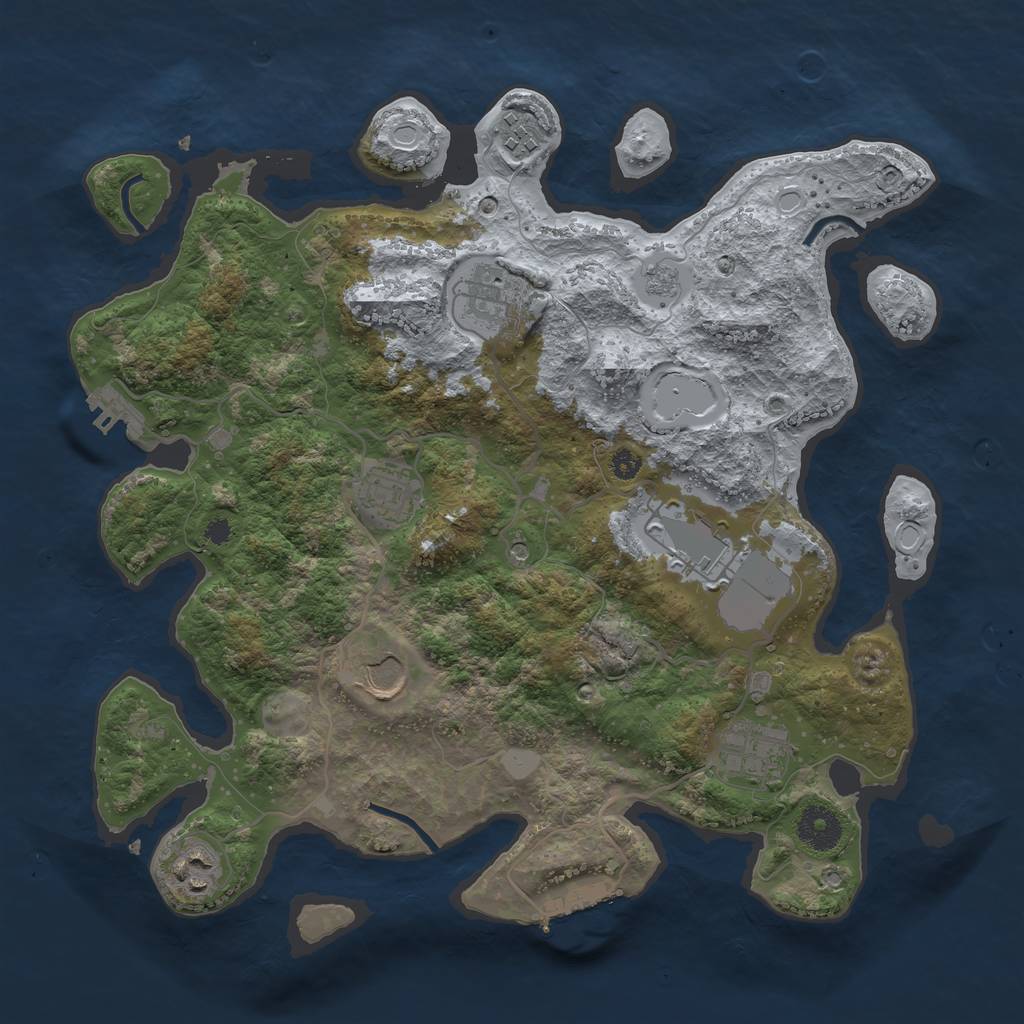 Rust Map: Procedural Map, Size: 3500, Seed: 238465171, 14 Monuments