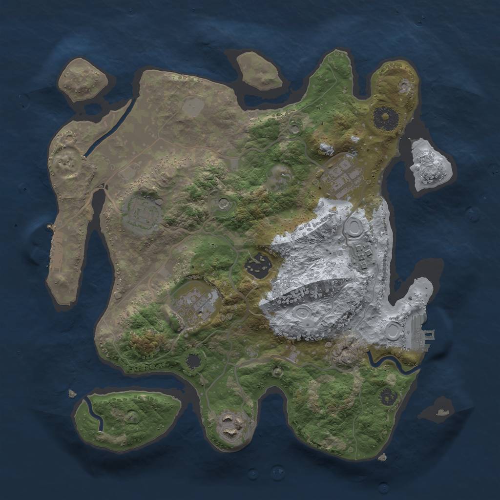 Rust Map: Procedural Map, Size: 3000, Seed: 397117189, 12 Monuments