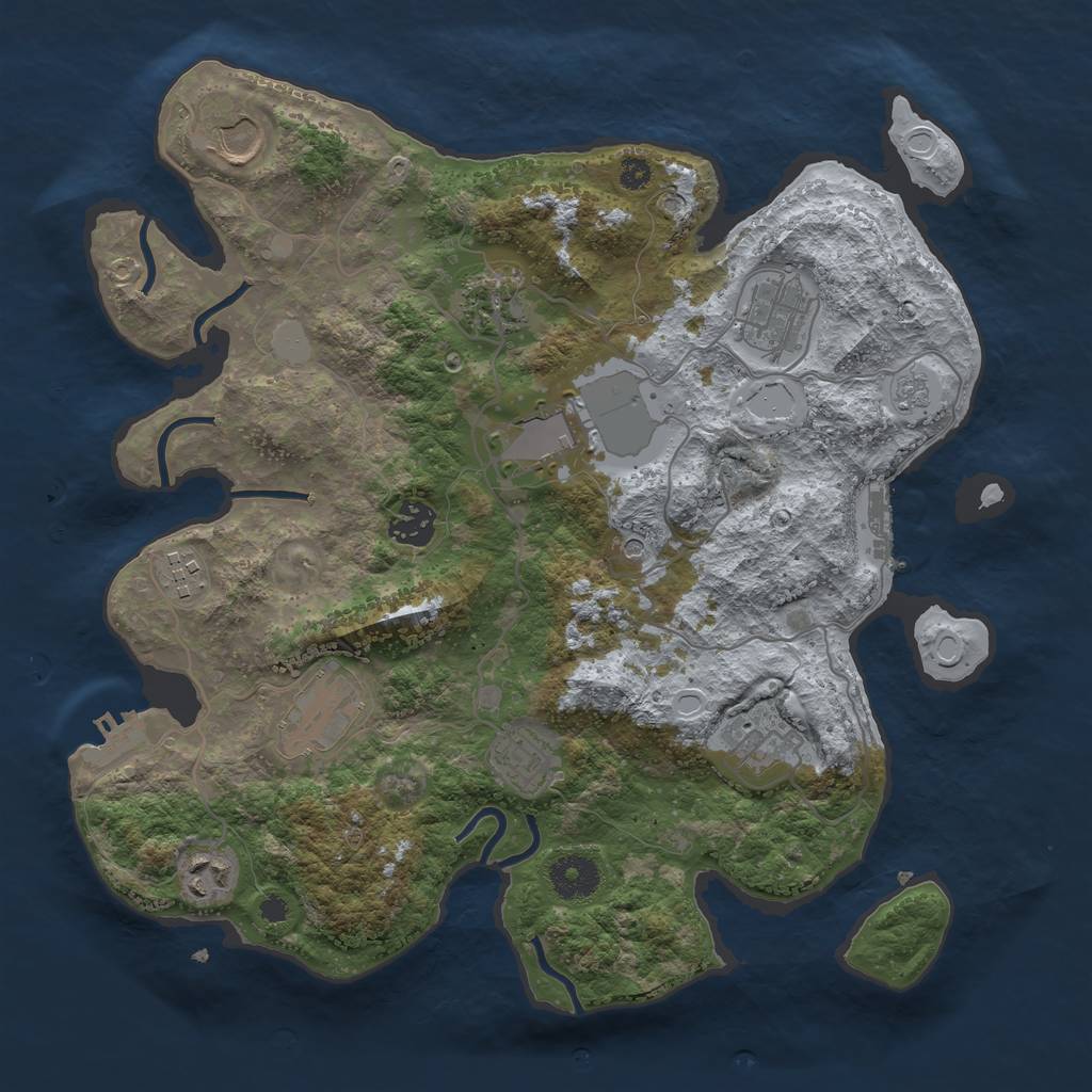 Rust Map: Procedural Map, Size: 3500, Seed: 20525201, 17 Monuments