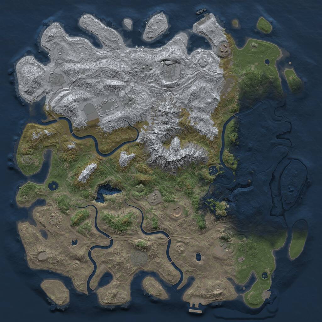 Rust Map: Procedural Map, Size: 5000, Seed: 122255563, 17 Monuments