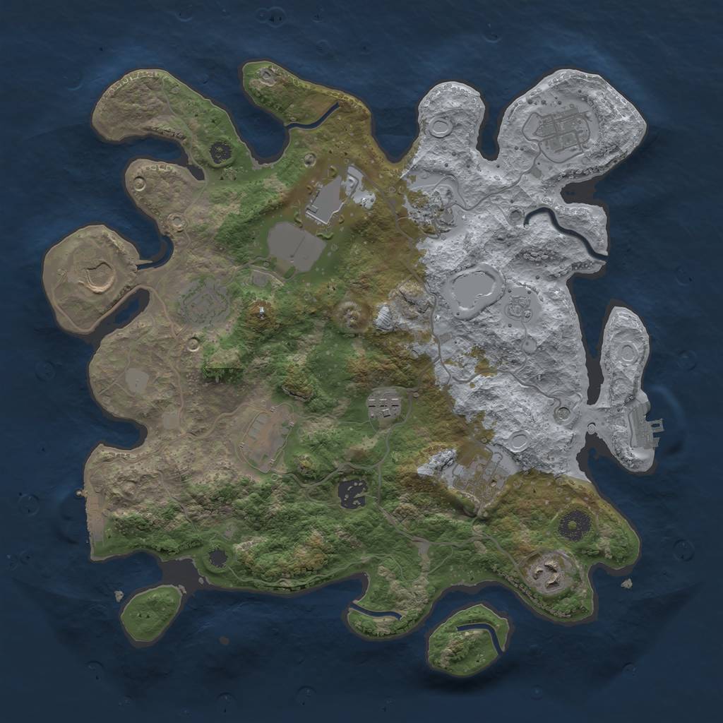 Rust Map: Procedural Map, Size: 3500, Seed: 166045762, 17 Monuments