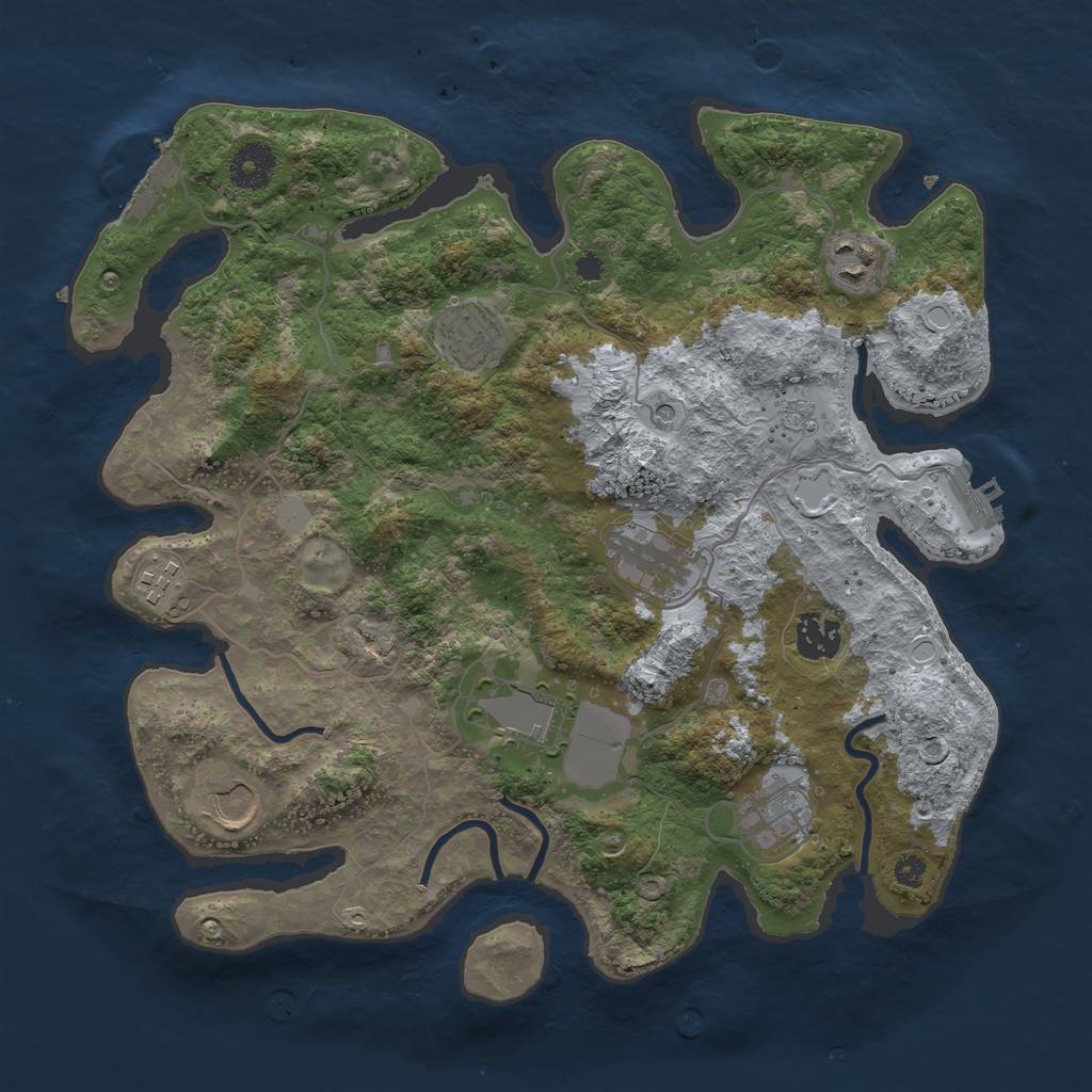 Rust Map: Procedural Map, Size: 3500, Seed: 355368555, 15 Monuments