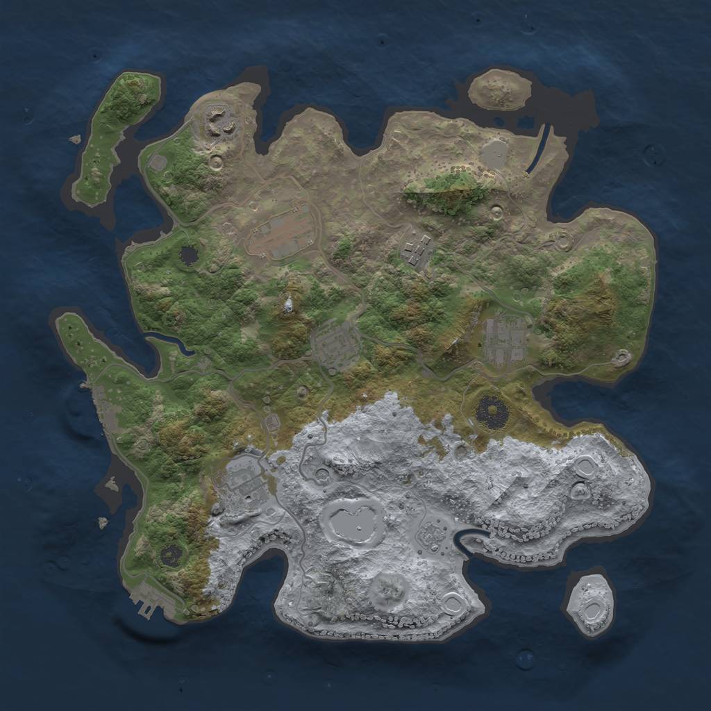 Rust Map: Procedural Map, Size: 3250, Seed: 840758599, 13 Monuments