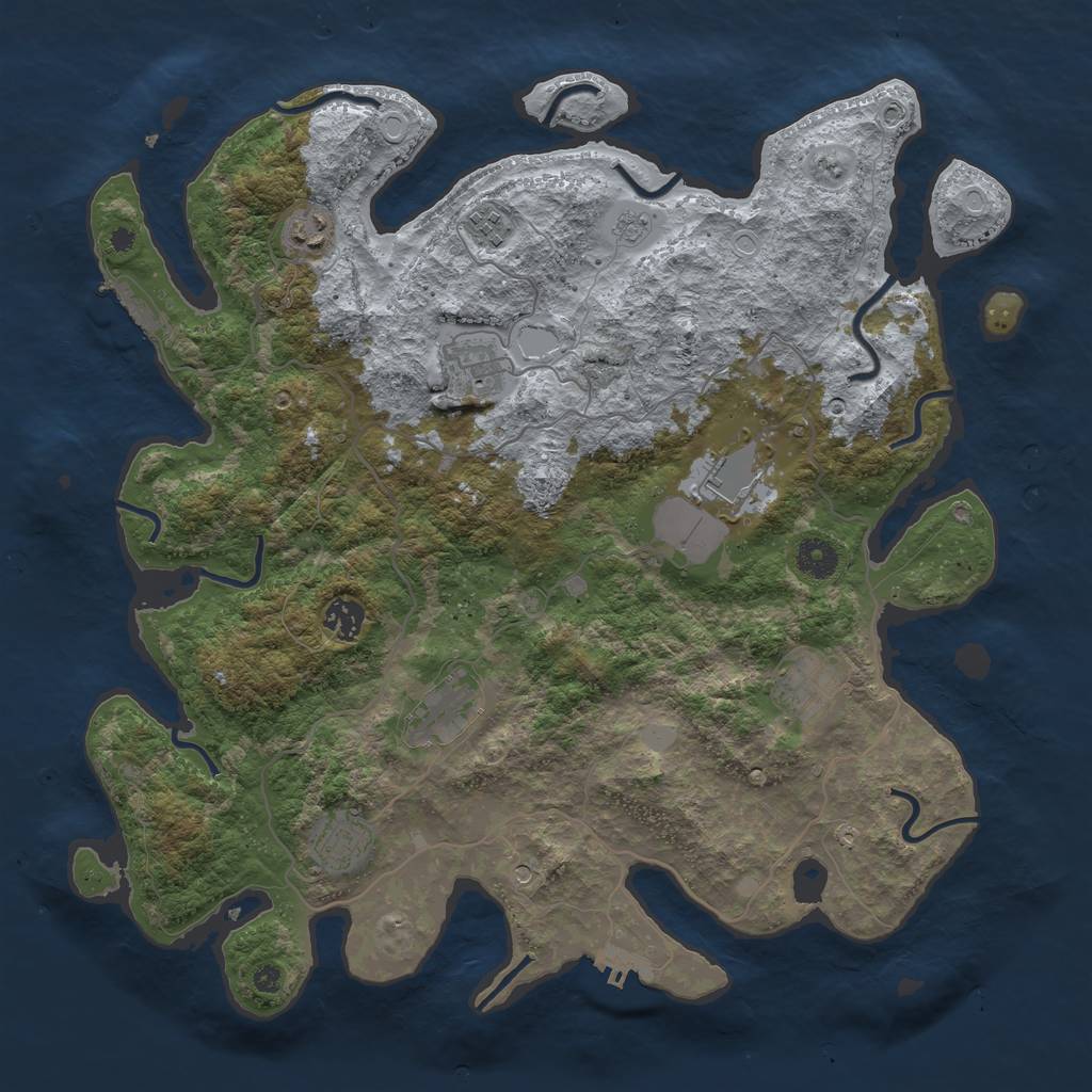 Rust Map: Procedural Map, Size: 4000, Seed: 656546, 15 Monuments
